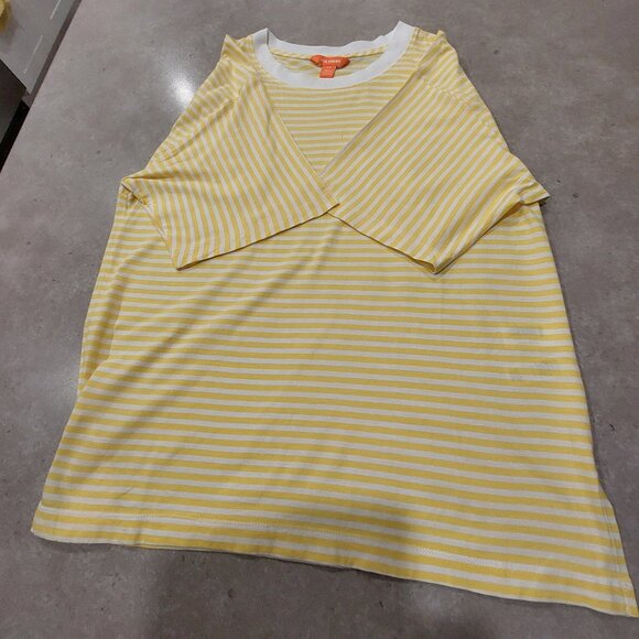JOE FRESH Women's 100% Cotton Yellow/White Stripes Short Sleeves T-Shirt - S/P - Picture 8 of 9